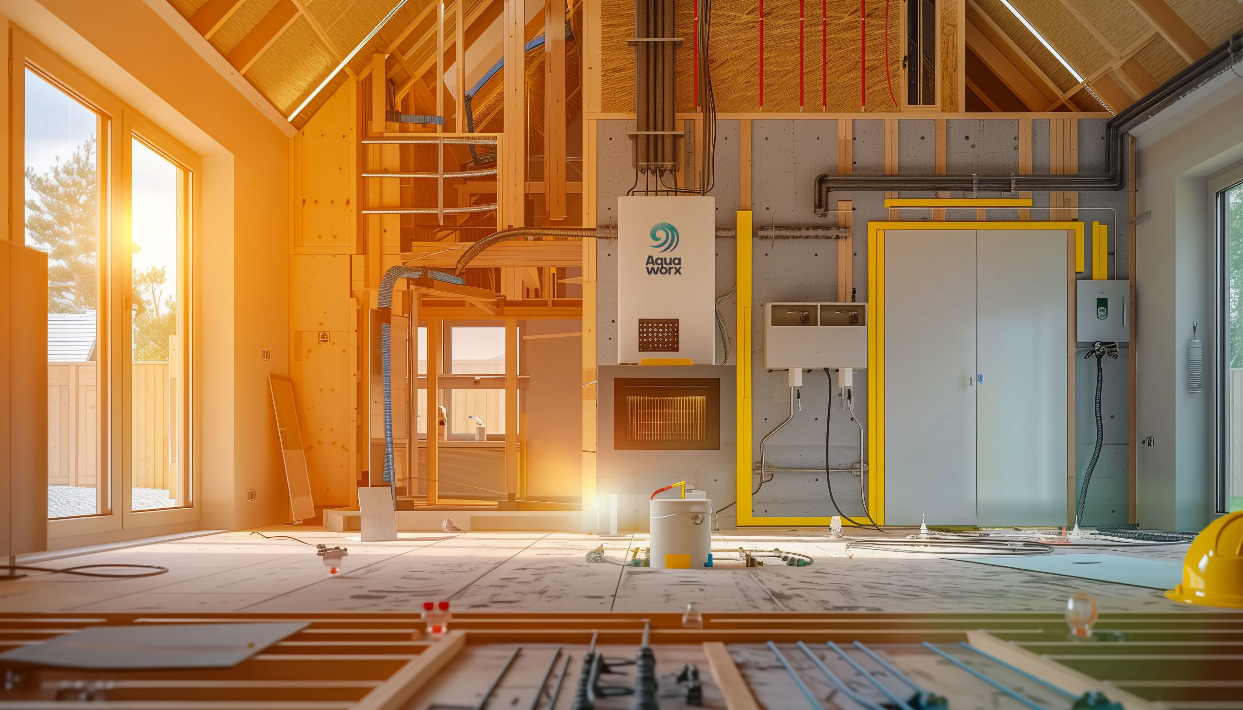 chantier et travaux de chauffage moderne et d'isolation dans une chantier et travaux de chauffage moderne et d'isolation dans une